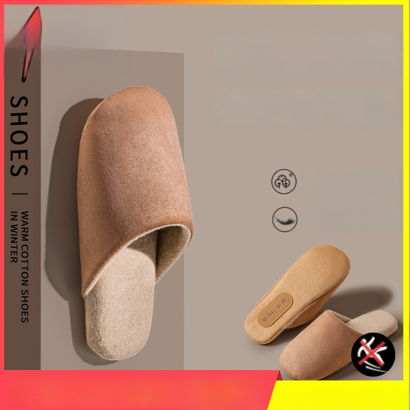 Papuci de interior pentru bărbați din nubuk, cu talpă antiderapantă, slip-on, model de iarnă 2025.