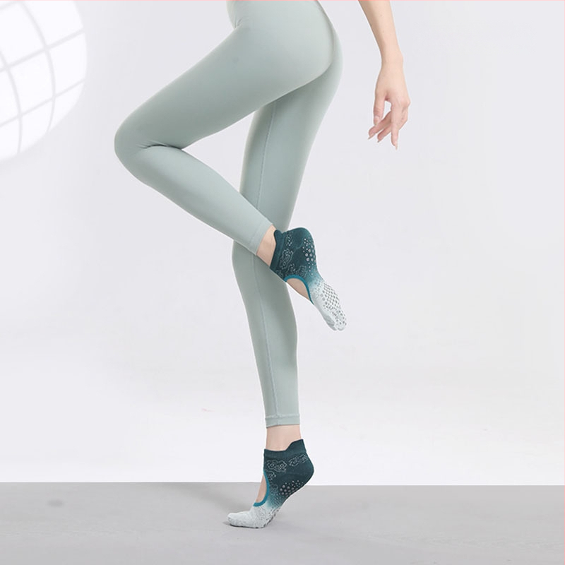 Йога чорапи с противохлъзгаща повърхност, абсорбиращи пот, петопръстни чорапи със разделени пръсти, танцови чорапи без пета, памук