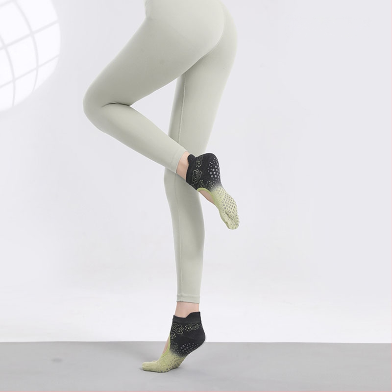 Йога чорапи с противохлъзгаща повърхност, абсорбиращи пот, петопръстни чорапи със разделени пръсти, танцови чорапи без пета, памук