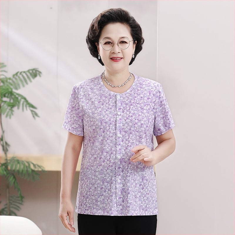 Καλοκαιρινή πουκάμισο από βαμβάκι για ηλικιωμένους, κοντό μανίκι, καθημερινό στυλ, περισσότερο από 95% βαμβάκι, Καλοκαίρι 2025