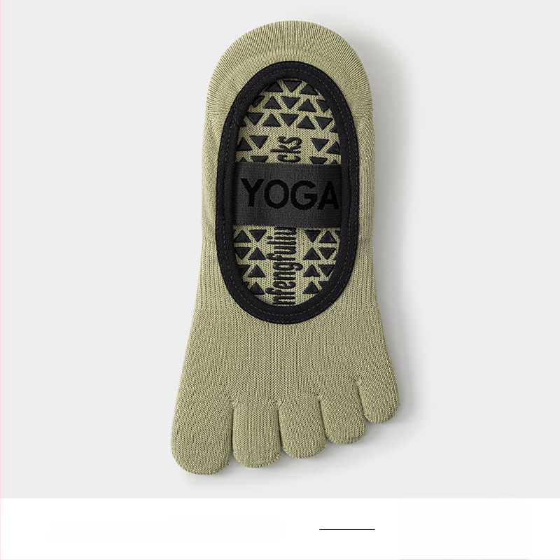 Йога чорапи с пет пръсти, антихлъзгащи, потопоглъщащи, антифрикционни, памук 80–90%, къс маншет