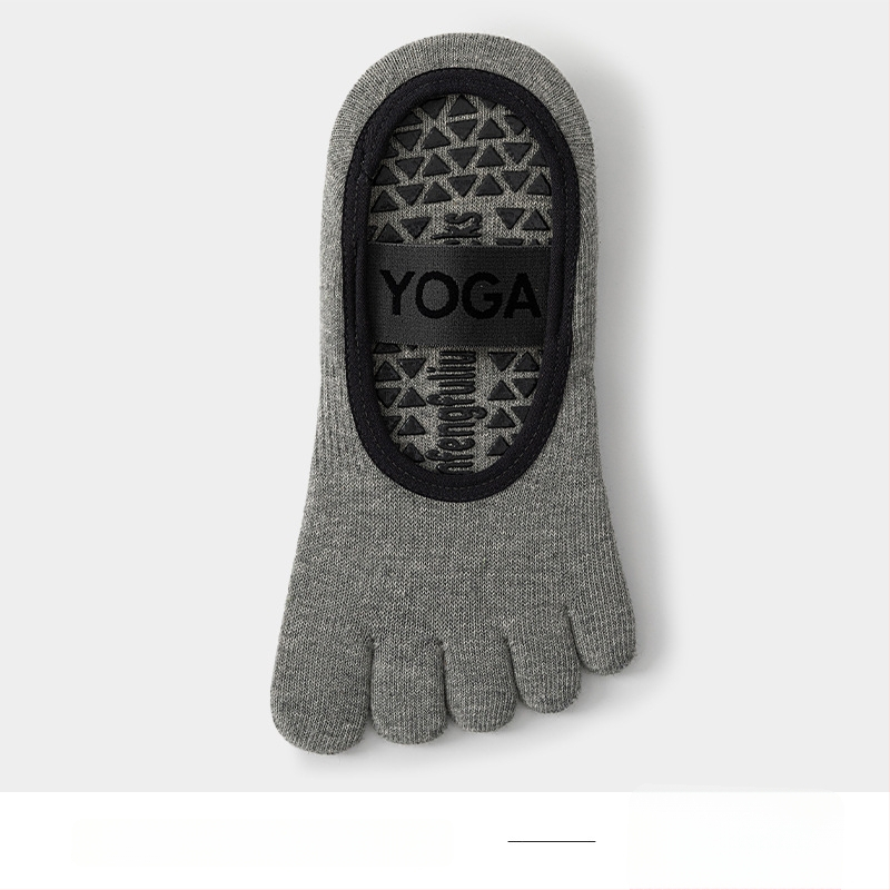 Йога чорапи с пет пръсти, антихлъзгащи, потопоглъщащи, антифрикционни, памук 80–90%, къс маншет