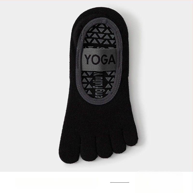 Йога чорапи с пет пръсти, антихлъзгащи, потопоглъщащи, антифрикционни, памук 80–90%, къс маншет