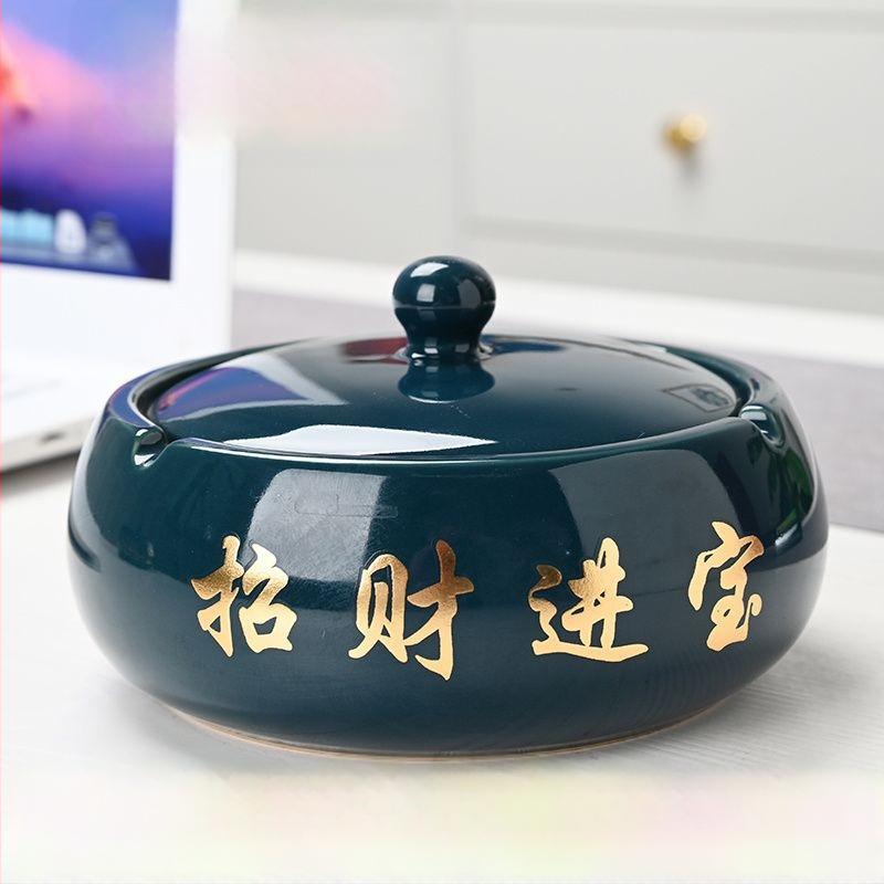 Керамичен пепелник с капак, гравиран, модел: стандартен, марка Kuncheng