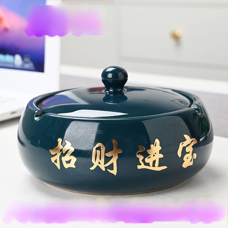 Керамичен пепелник с капак, гравиран, модел: стандартен, марка Kuncheng