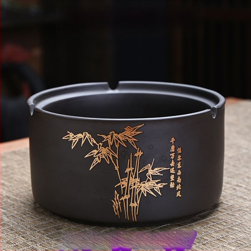 Керамичен пепелник с капак, гравиран, модел: стандартен, марка Kuncheng