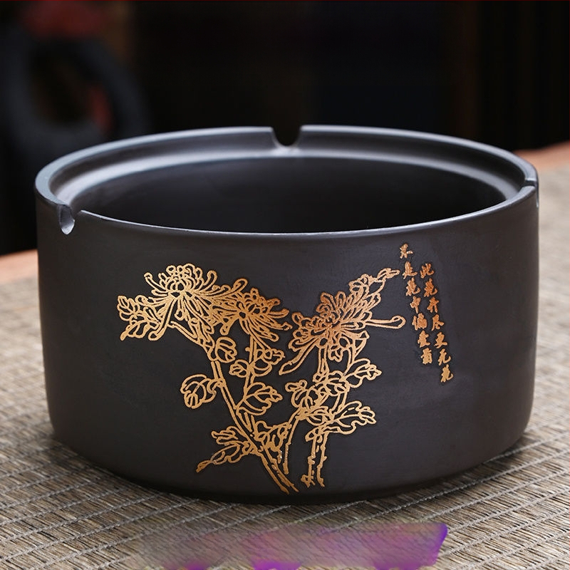 Керамичен пепелник с капак, гравиран, модел: стандартен, марка Kuncheng