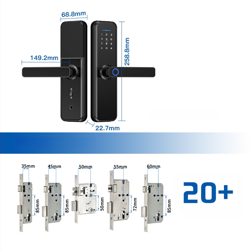 GM1 WiFi okos ujjlenyomat-zár fa ajtókhoz, PIN-kóddal és távoli feloldással