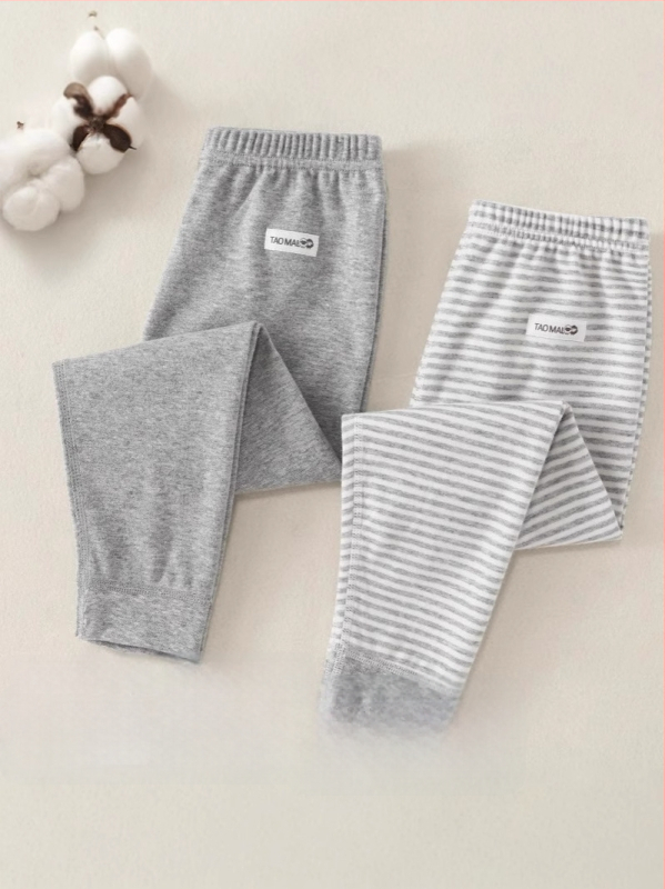 Gyerekeknek szóló pamut hosszú alsónadrág őszi-téli szezonhoz, 100% pamut, középmagas derekú, 3–8 évesek