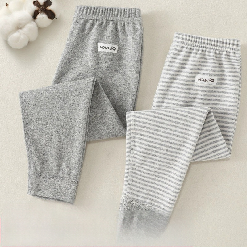 Gyerekeknek szóló pamut hosszú alsónadrág őszi-téli szezonhoz, 100% pamut, középmagas derekú, 3–8 évesek