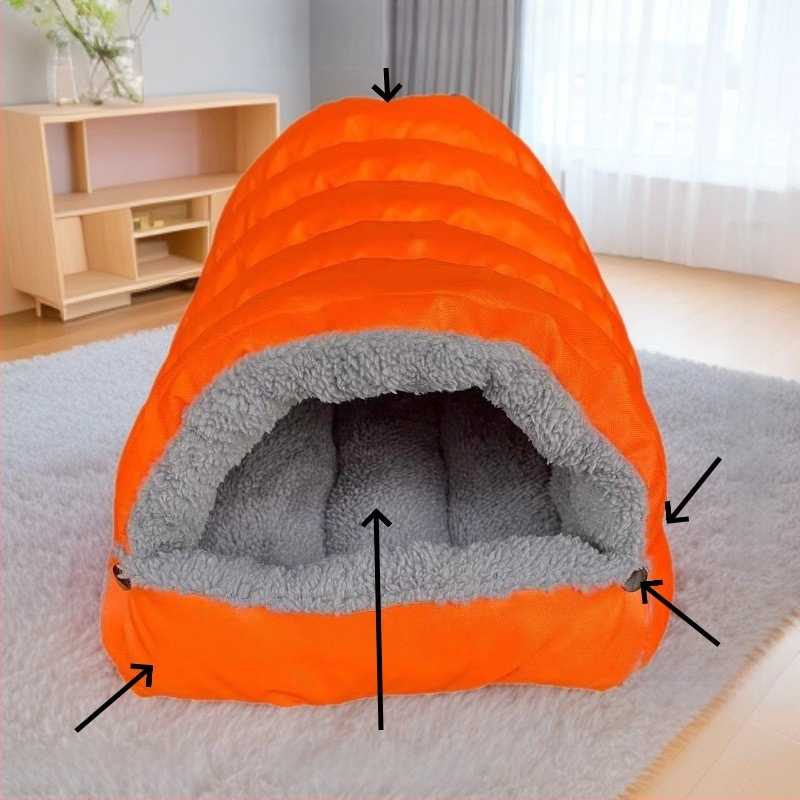 Φωλιά γάτας — βελούδινο ύφασμα, ημι-κλειστή κατασκευή, θέρμανση για όλες τις εποχές