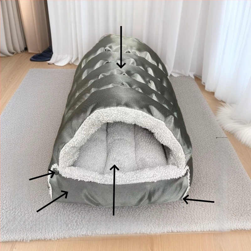 Φωλιά γάτας — βελούδινο ύφασμα, ημι-κλειστή κατασκευή, θέρμανση για όλες τις εποχές