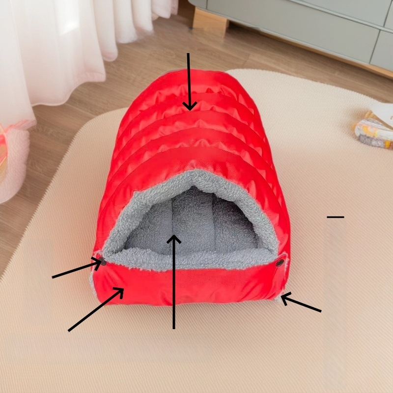 Φωλιά γάτας — βελούδινο ύφασμα, ημι-κλειστή κατασκευή, θέρμανση για όλες τις εποχές