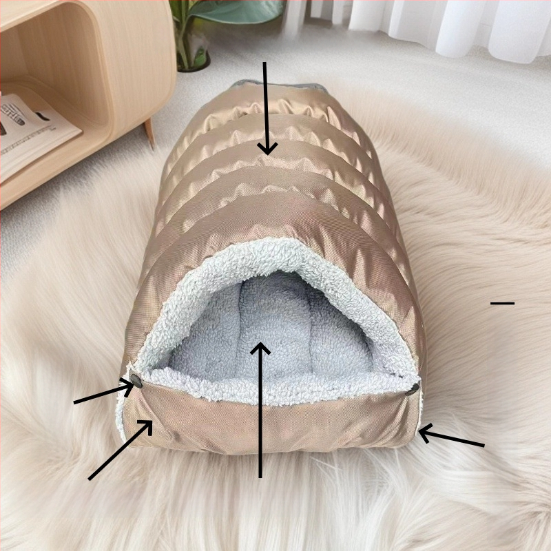 Φωλιά γάτας — βελούδινο ύφασμα, ημι-κλειστή κατασκευή, θέρμανση για όλες τις εποχές