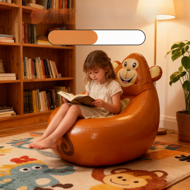 Felfújható kanapé, könnyen hordozható, PVC plüss bevonattal, gyerekeknek, Ktsf modell