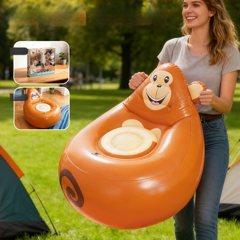 Felfújható kanapé, könnyen hordozható, PVC plüss bevonattal, gyerekeknek, Ktsf modell