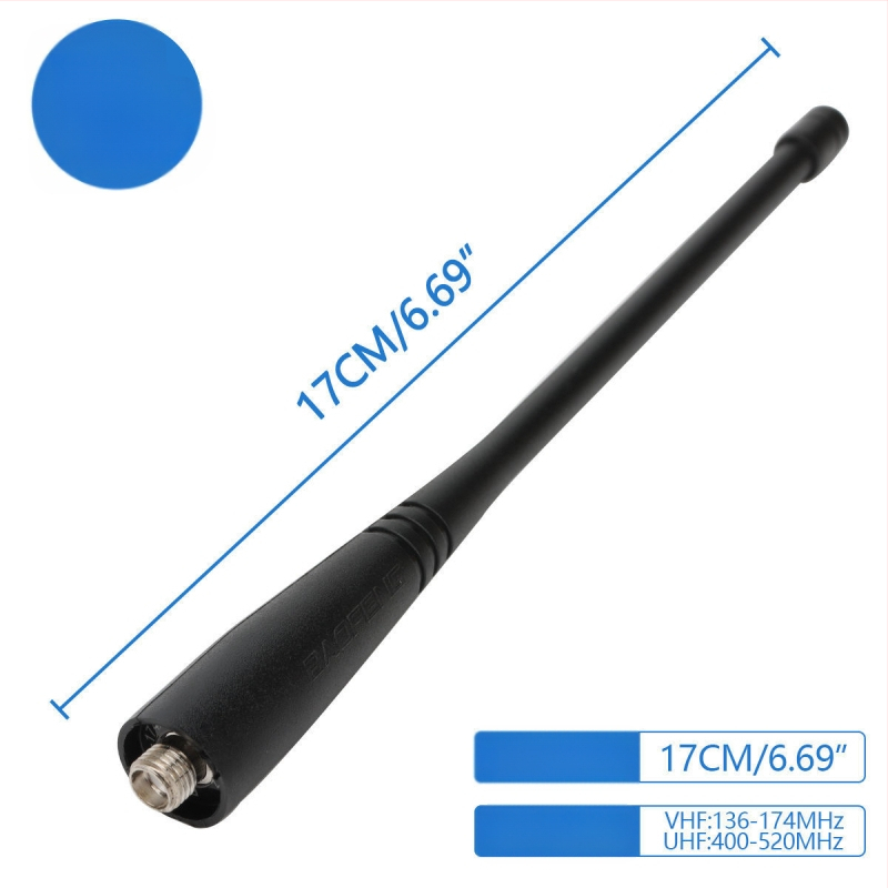 Kézibes rádió antenna SMA női csatlakozóval, kettős sáv 136-174/400-520 MHz, 3-5 km hatótávolság, zajellenállás