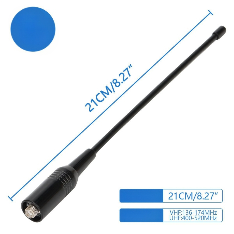 Kézibes rádió antenna SMA női csatlakozóval, kettős sáv 136-174/400-520 MHz, 3-5 km hatótávolság, zajellenállás