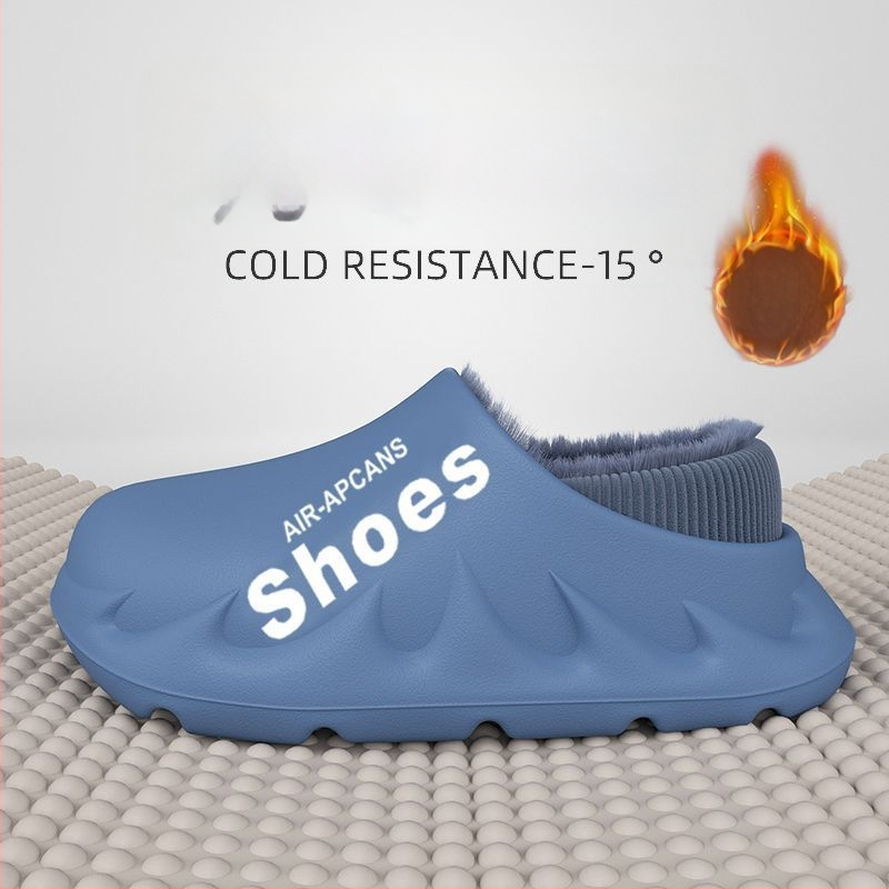 Παντόφλες EVA για χειμώνα, αδιάβροχες, με επένδυση fleece, αντιολισθητικές, κλειστή φτέρνα, παχιά σόλα