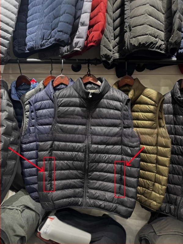 Υπερλεπτό γιλέκο με πούπουλα, εξωτερικό ύφασμα νάιλον, περιεκτικότητα σε πούπουλο 86–90%, γέμισμα 90 g λευκό πούπουλο από πάπιες, λεπτό, χωρίς κουκούλα