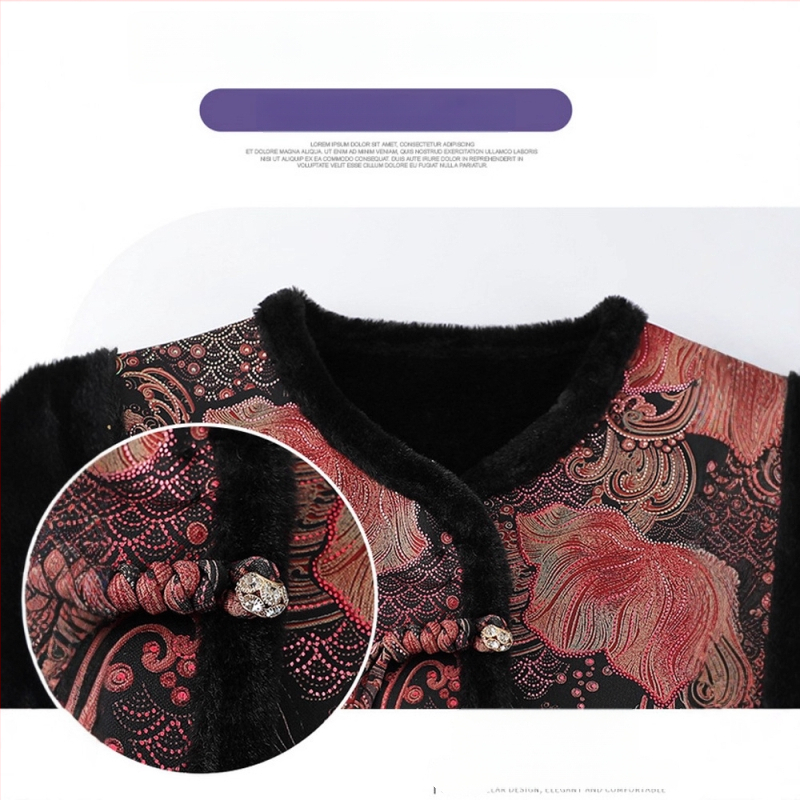 Ujjatlan mellény, kínai stílus, irodalmi retro dizájn, növény- és virágmintás, poliészter anyag, PVC tartalom ≤30%