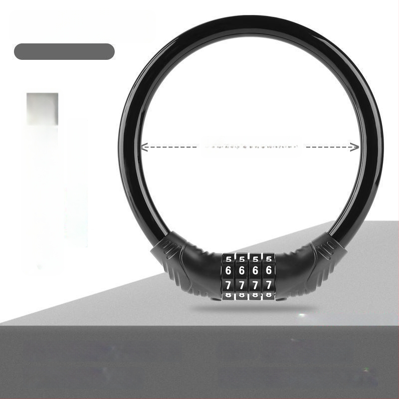 Keyma jelszavas zár kerékpárokhoz, motorkerékpárokhoz és elektromos járművekhez — négyjegyű kód, PVC+acélkábel, 100 g