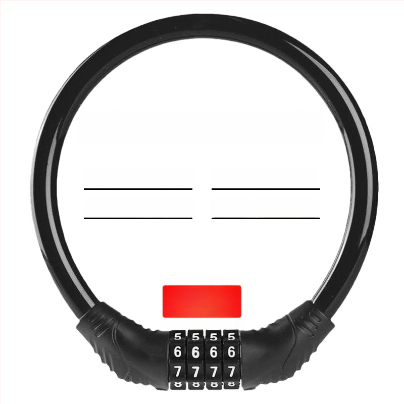 Keyma jelszavas zár kerékpárokhoz, motorkerékpárokhoz és elektromos járművekhez — négyjegyű kód, PVC+acélkábel, 100 g