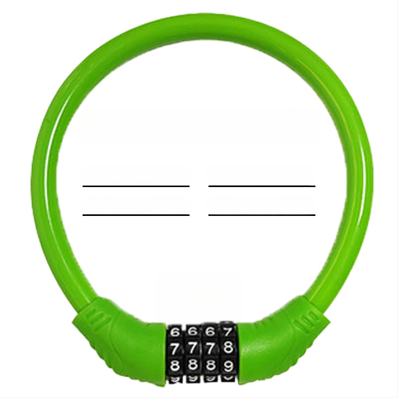 Keyma jelszavas zár kerékpárokhoz, motorkerékpárokhoz és elektromos járművekhez — négyjegyű kód, PVC+acélkábel, 100 g