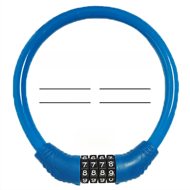 Keyma jelszavas zár kerékpárokhoz, motorkerékpárokhoz és elektromos járművekhez — négyjegyű kód, PVC+acélkábel, 100 g