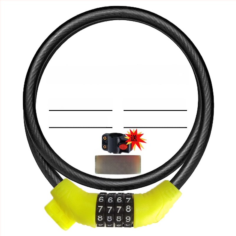 Keyma jelszavas zár kerékpárokhoz, motorkerékpárokhoz és elektromos járművekhez — négyjegyű kód, PVC+acélkábel, 100 g