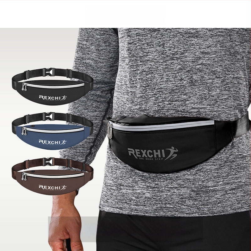 Rexchi sportska torbica oko struka od PU, unisex, višestruki pretinci, vodootporna, crossbody za trčanje