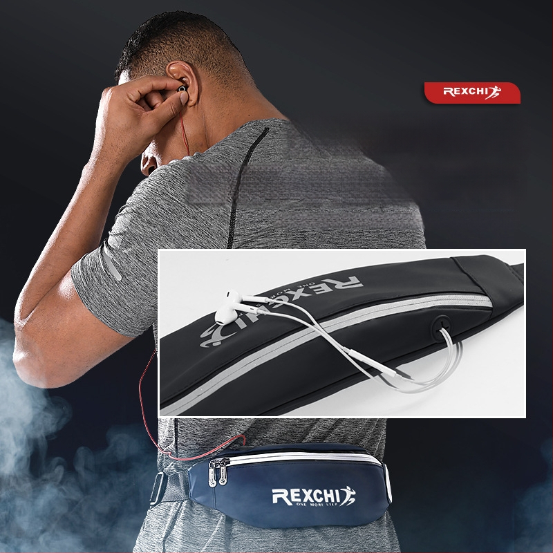 Rexchi sportska torbica oko struka od PU, unisex, višestruki pretinci, vodootporna, crossbody za trčanje