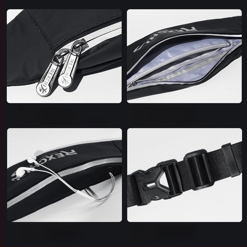 Rexchi sportska torbica oko struka od PU, unisex, višestruki pretinci, vodootporna, crossbody za trčanje