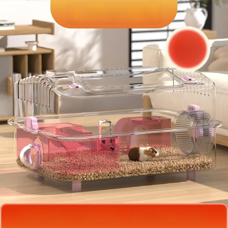 Ακρυλικό κλουβί για χάμστερ, κατάλληλο για όλες τις εποχές, διακοσμητική διαμόρφωση του περιβάλλοντος (Ακρυλικό; Για χάμστερ; Για όλες τις εποχές; Διακοσμητική διαμόρφωση περιβάλλοντος)