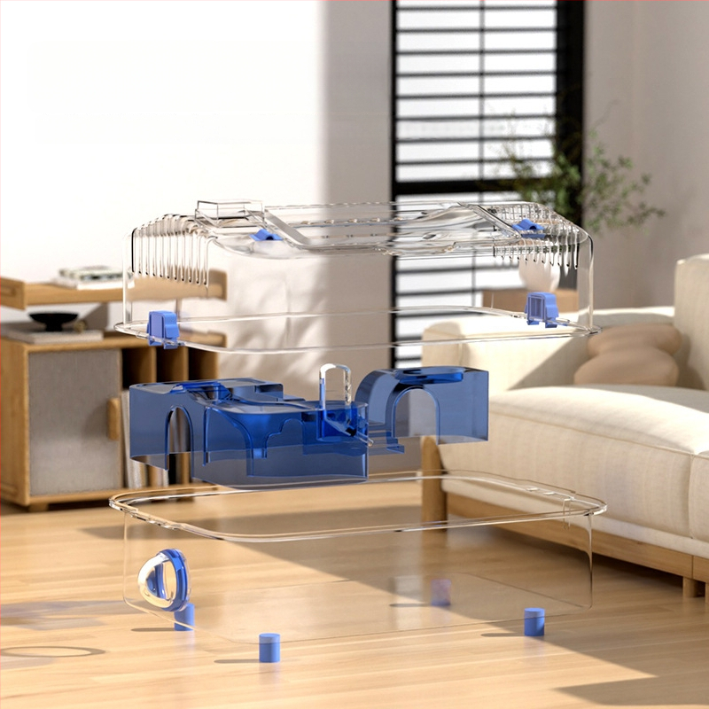 Ακρυλικό κλουβί για χάμστερ, κατάλληλο για όλες τις εποχές, διακοσμητική διαμόρφωση του περιβάλλοντος (Ακρυλικό; Για χάμστερ; Για όλες τις εποχές; Διακοσμητική διαμόρφωση περιβάλλοντος)