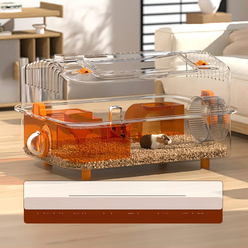 Ακρυλικό κλουβί για χάμστερ, κατάλληλο για όλες τις εποχές, διακοσμητική διαμόρφωση του περιβάλλοντος (Ακρυλικό; Για χάμστερ; Για όλες τις εποχές; Διακοσμητική διαμόρφωση περιβάλλοντος)