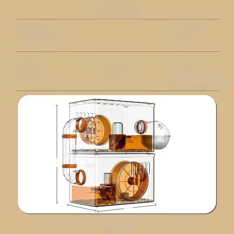 Κλουβί για χάμστερ - Πολυτελής βίλα, Διαφανές Ακρυλικό, Διώροφο Πολυεπίπεδο, Πλαστικό