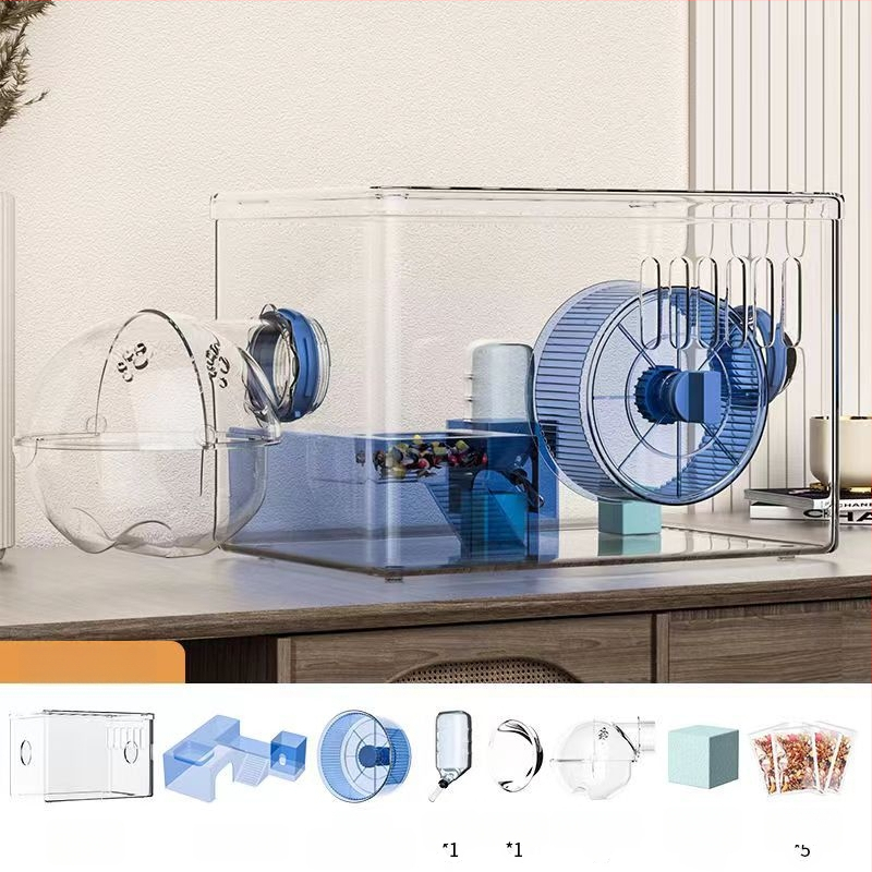 Κλουβί για χάμστερ - Πολυτελής βίλα, Διαφανές Ακρυλικό, Διώροφο Πολυεπίπεδο, Πλαστικό