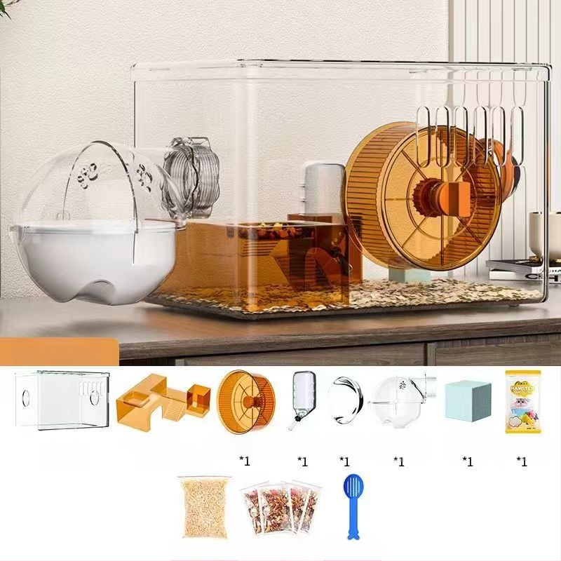 Κλουβί για χάμστερ - Πολυτελής βίλα, Διαφανές Ακρυλικό, Διώροφο Πολυεπίπεδο, Πλαστικό