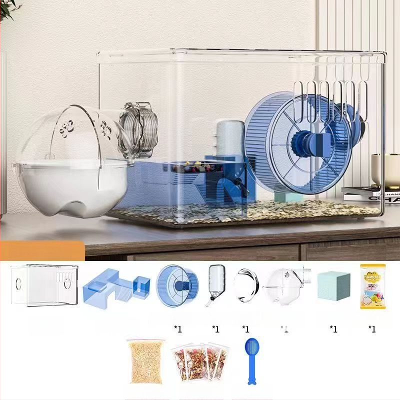 Κλουβί για χάμστερ - Πολυτελής βίλα, Διαφανές Ακρυλικό, Διώροφο Πολυεπίπεδο, Πλαστικό