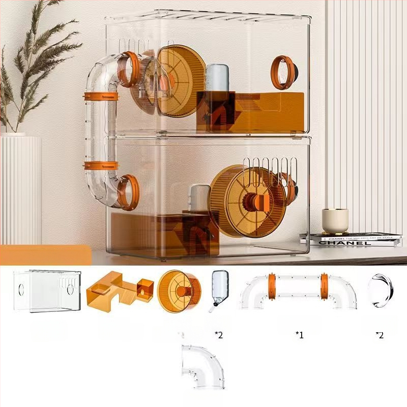 Κλουβί για χάμστερ - Πολυτελής βίλα, Διαφανές Ακρυλικό, Διώροφο Πολυεπίπεδο, Πλαστικό