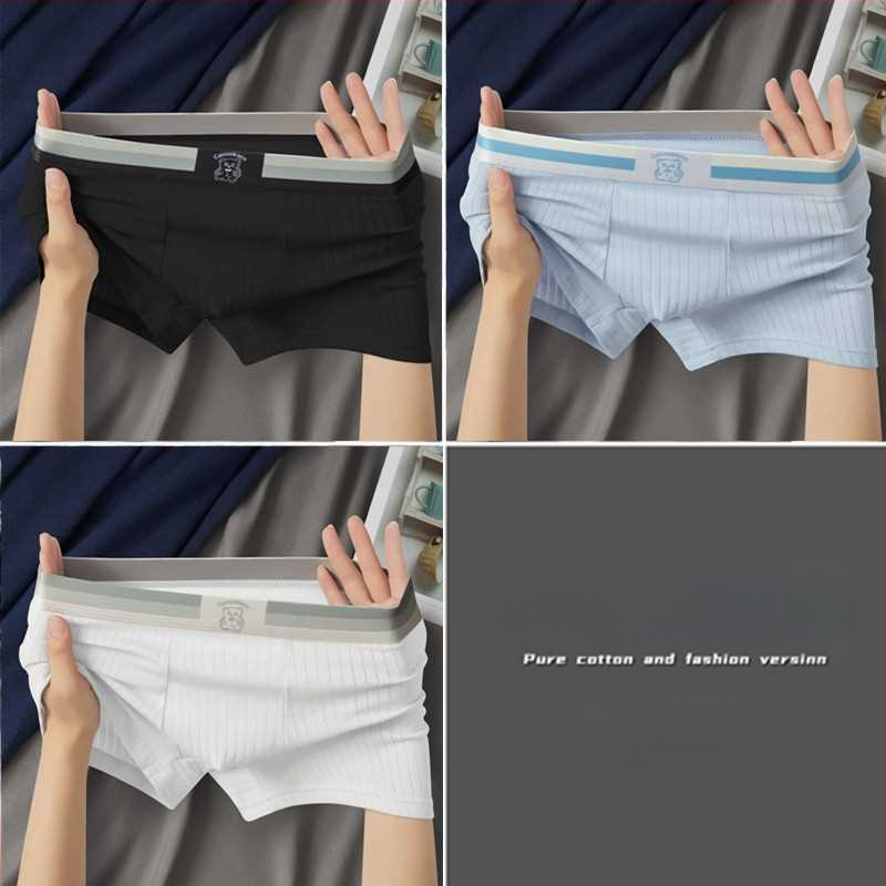 Férfi pamut boxeralsó középmagas derekú, lélegző, antibakteriális, rib-kötésű szövet, viszkóz bélés