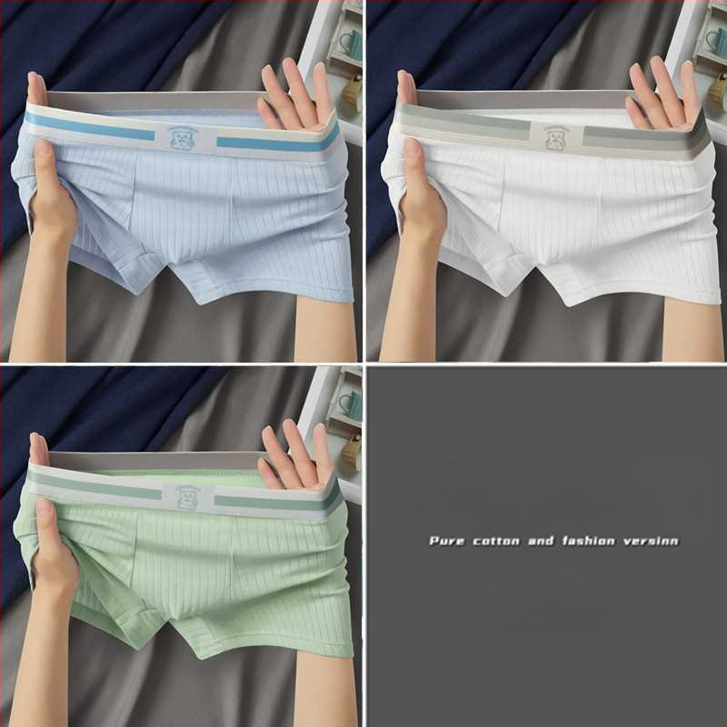 Férfi pamut boxeralsó középmagas derekú, lélegző, antibakteriális, rib-kötésű szövet, viszkóz bélés
