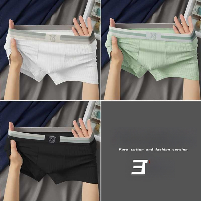 Férfi pamut boxeralsó középmagas derekú, lélegző, antibakteriális, rib-kötésű szövet, viszkóz bélés