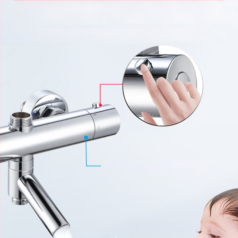 Ντους βρύση με θερμοστάτη ρύθμισης θερμοκρασίας, κρυφή εγκατάσταση, ανοξείδωτος χάλυβας με χρωμιωμένη επίστρωση, μοντέλο GY3, εύρος θερμοκρασίας 20–50°C