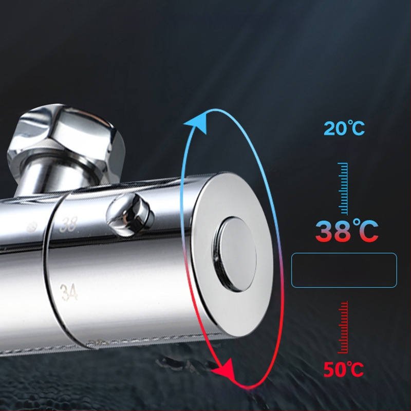 Ντους βρύση με θερμοστάτη ρύθμισης θερμοκρασίας, κρυφή εγκατάσταση, ανοξείδωτος χάλυβας με χρωμιωμένη επίστρωση, μοντέλο GY3, εύρος θερμοκρασίας 20–50°C