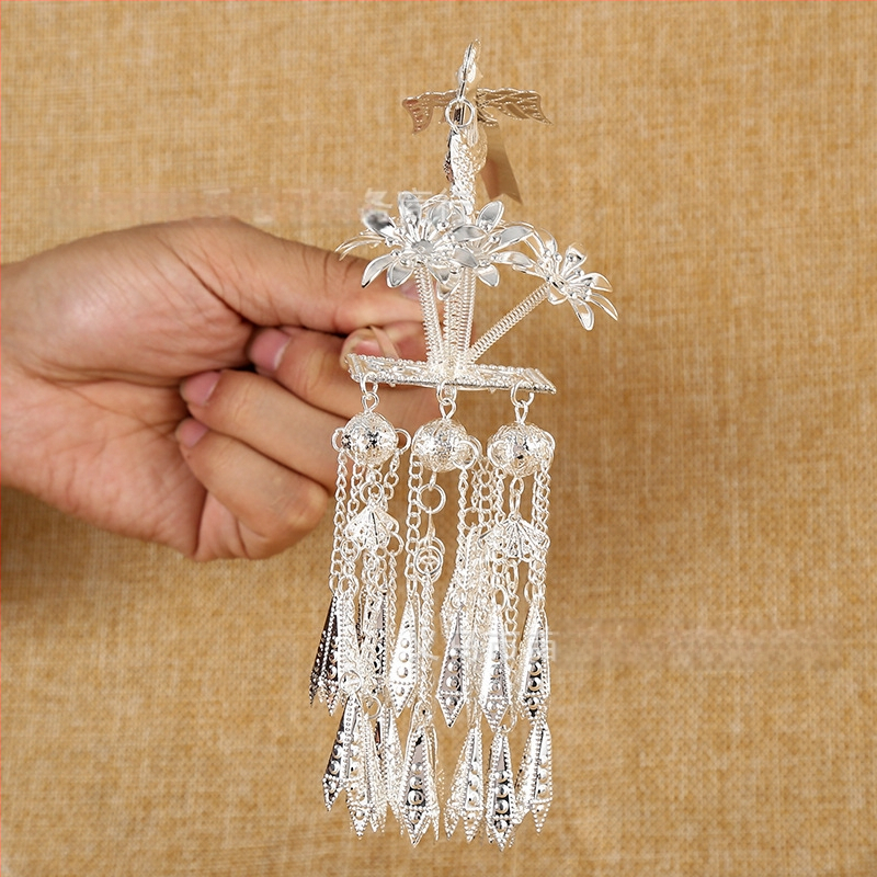 Метална украса за глава от Miao Xiu, женски етчески стил с геометричен дизайн, ръчна изработка