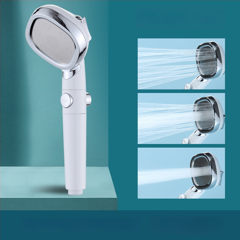 Κεφαλή ντους τετράγωνη, φορητή χειροκίνητη, με πίεση, λειτουργία βροχής – ABS, μοντέλο BNL-F02, σύνδεση με βίδες, 0–80°C, 0,03 MPa