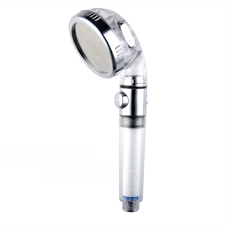 Ντουζ κεφαλή με αρνητικά ιόντα, διακόπτης με ένα κουμπί για διακοπή της ροής, 3 λειτουργίες ρύθμισης ροής, φίλτρο PP βαμβάκι, βιδωτή εγκατάσταση