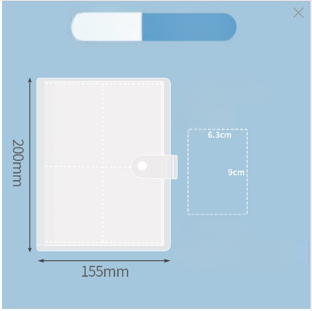 Átlátszó postai képeslap-tároló és információs füzet tárolótáskával